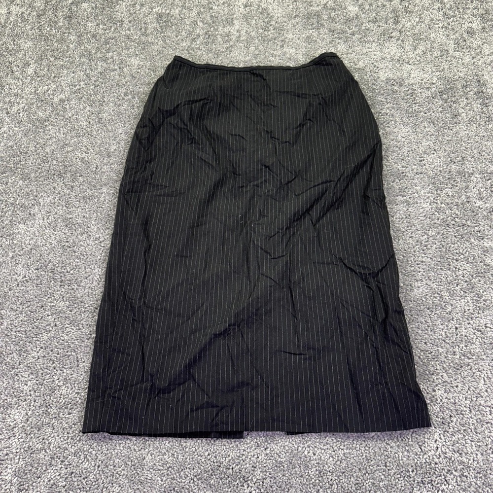 Ann Taylor LOFT Skirt Womens 10 Black Pinstripe Pencil Lined Midi Office